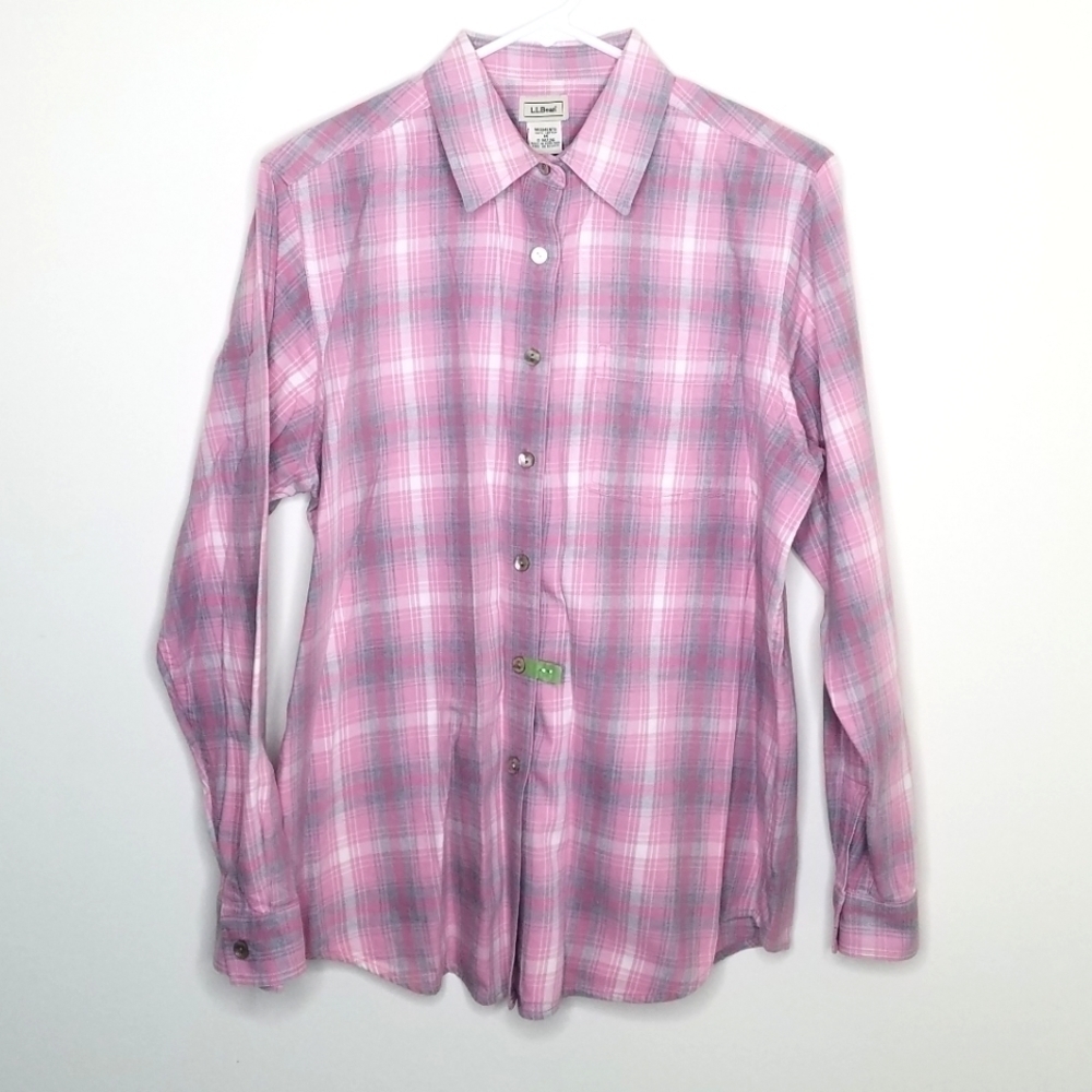 Vintage L.L. Bean Plaid Button Down Polo Shirt M